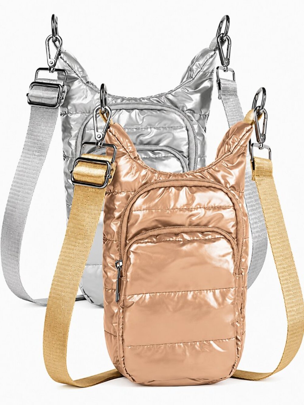 Silver + Gold  Water Bottle / Phone Carry Bags  (2) NEW